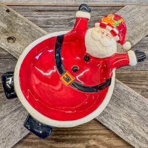 Festive Vintage Santa Claus Shaped Candy Bowl by Beth Yarbrough-7.75”-Christmas